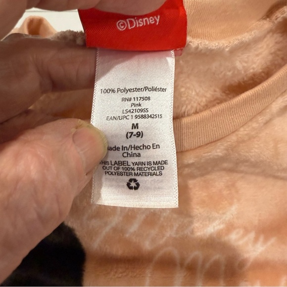 Disney Mickey Mouse Pullover Velour Sweatshirt Peach Junior Size Medium (7-9) - Picture 9 of 12